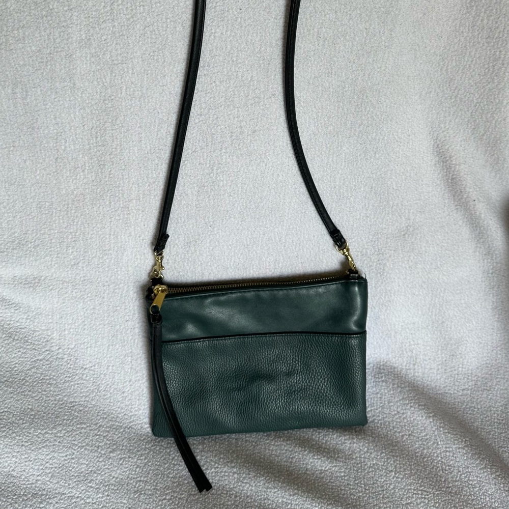 H&M Dark Green Crossbody Bag with Black Strap